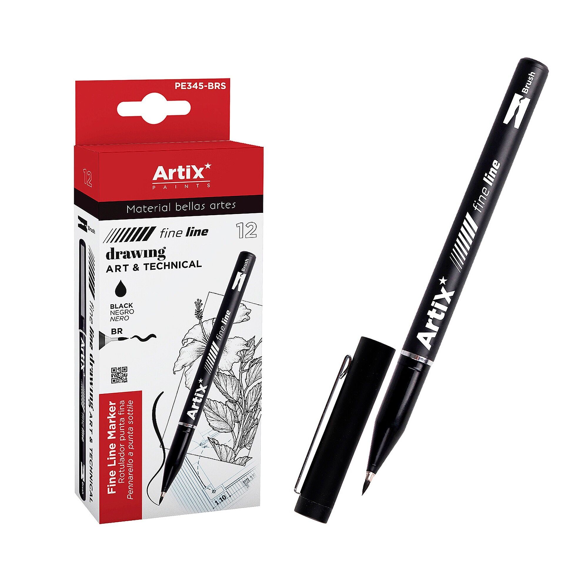 Packung mit 12 Einheiten.KALIBRIERTER WEICHSPITZENMARKER Farbe: Schwarz