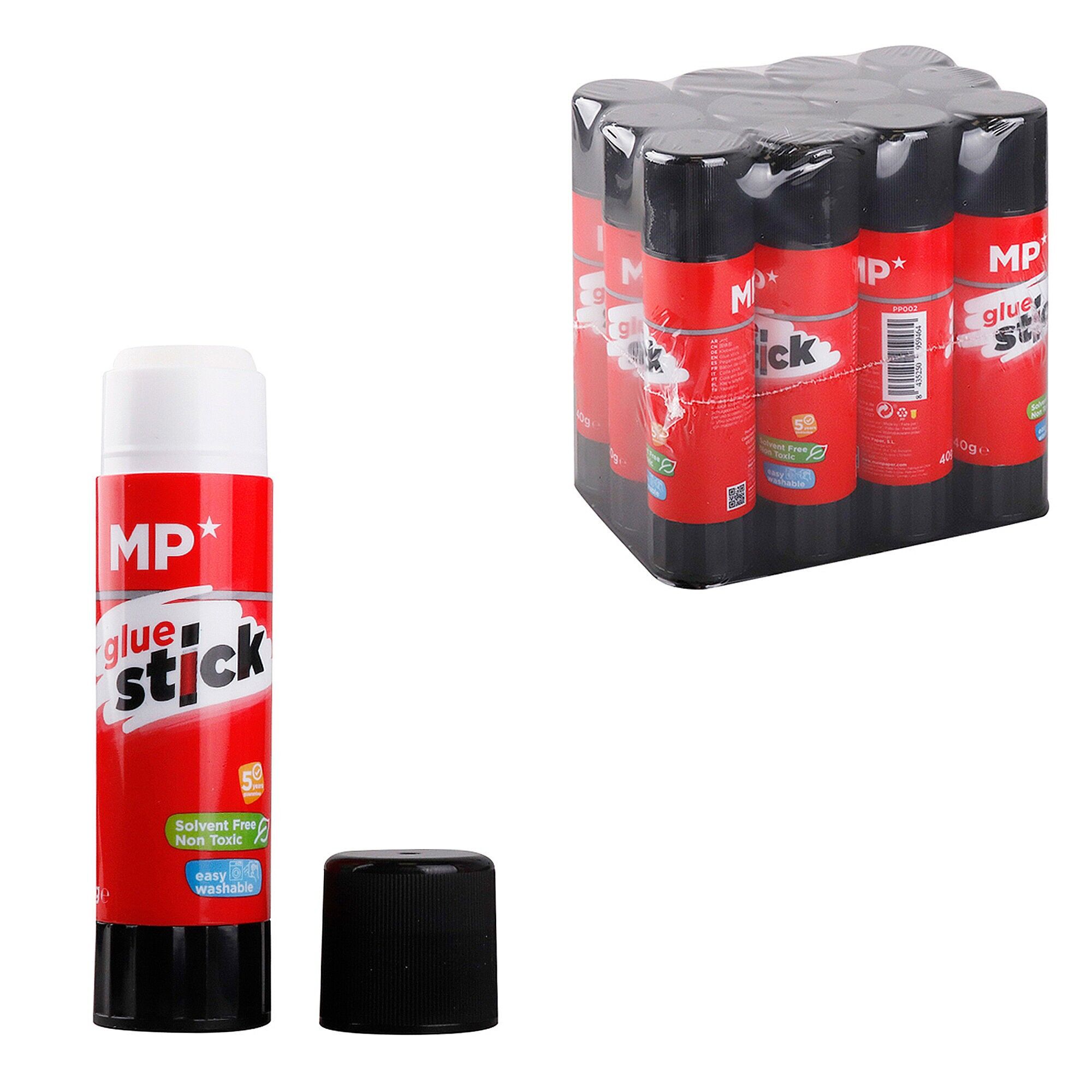 PAQUET 12 piècesBÂTON DE COLLE 40 g Couleur : Rouge