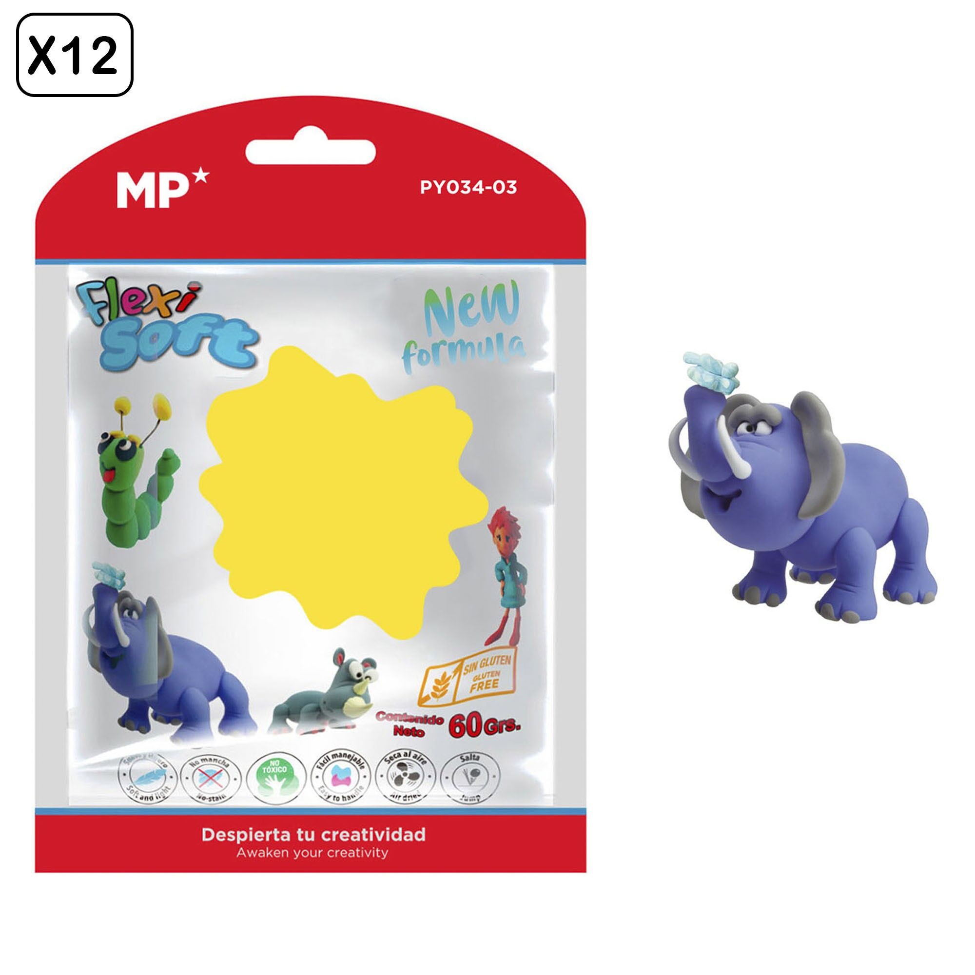 CONFEZIONE 12 pz.PASTA MODELLANTE 60 g