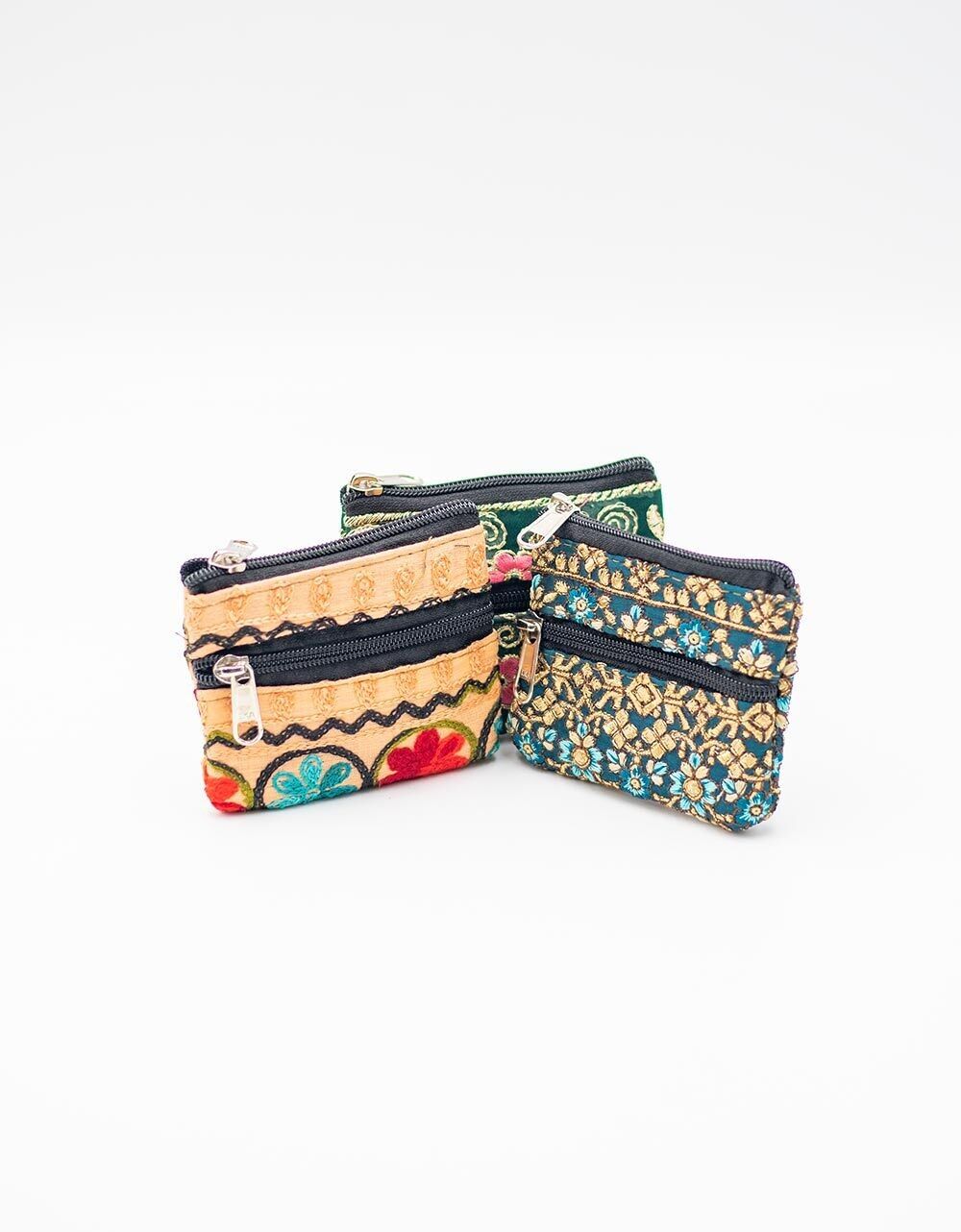 Borsa etnica Kimago con doppia cerniera e ricamo