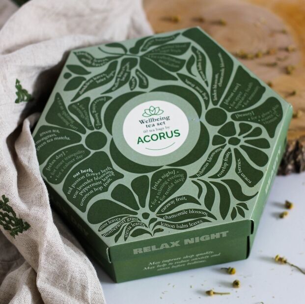 Set da tè per il benessere: 6 diverse tisane funzionali, 60 bustine di tè in totale