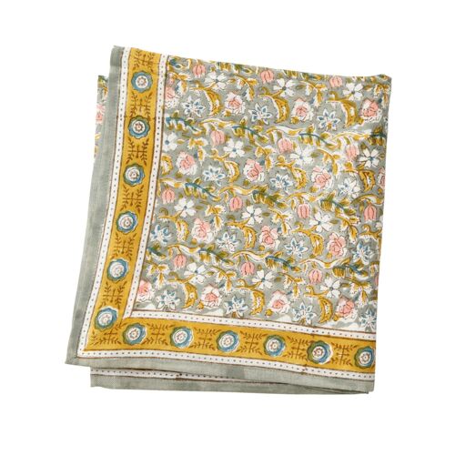 Foulard imprimé “fleurs indiennes” Absynthe Vert de Gris