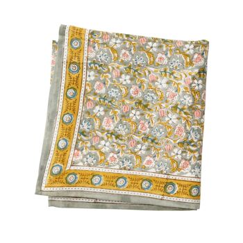 Foulard imprimé “fleurs indiennes” Absynthe Vert de Gris 1