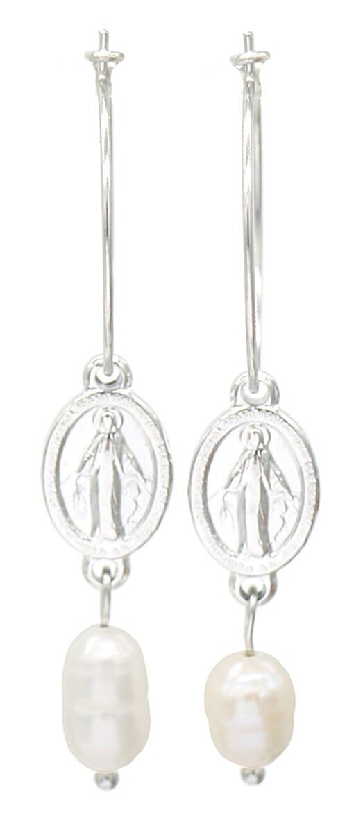 B-D5.3 E220-043 Pendientes Aros Acero S 2x4.5cm Plata
