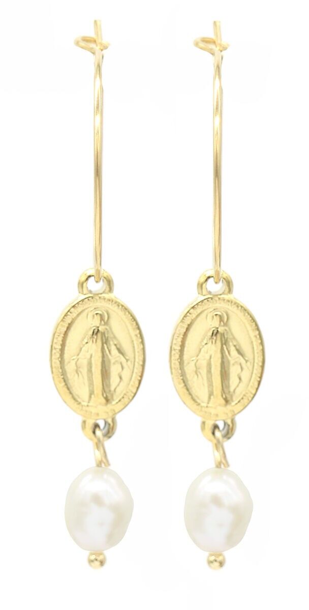 B-D3.2 E220-043G Pendientes Aros Acero Inox 2x4.5cm Dorado