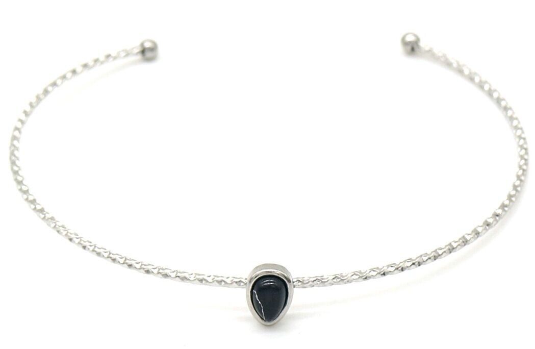 A-B1.1B010-003S S.Brazalete de acero con ágata negra