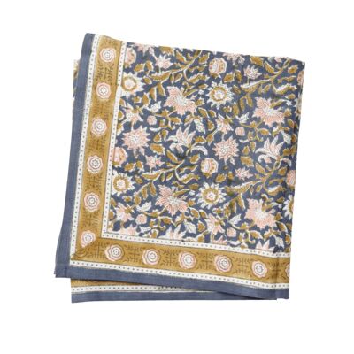 Foulard imprimé “fleurs indiennes” Azur Bleu