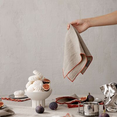Christmas Linen Napkins with red contrast detail (set of 2)