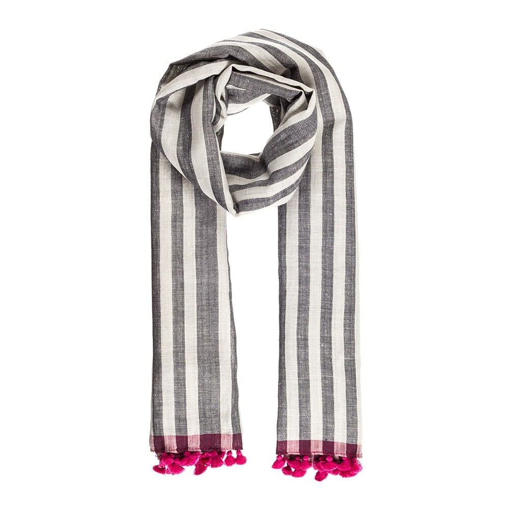 Sciarpa in lino e cotone Tora Graphite, prodotto del commercio equo e solidale