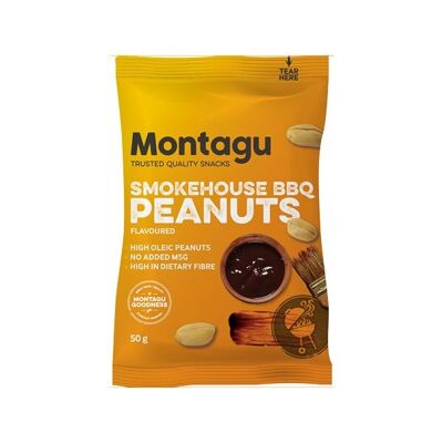 Montagu: Cacahuetes tostados con sabor a barbacoa ahumada 50 g x 10