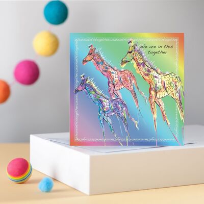Regenbogen-Giraffen-Grußkarten