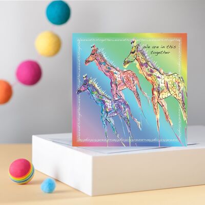Rainbow Giraffes Greetings Cards