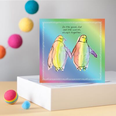 Biglietti d'auguri pinguino arcobaleno