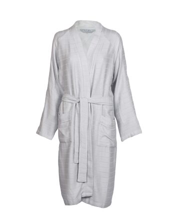 Robe de chambre en bambou unisexe, gris perle L/XL 1