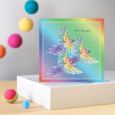 Rainbow Parrots Greetings Card