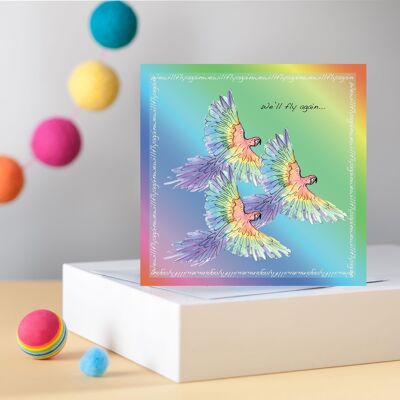 Rainbow Parrots Greetings Card