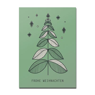 Postcard fir tree dark green, Merry Christmas