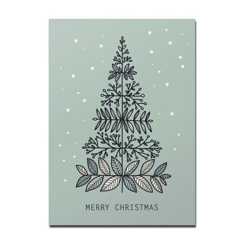 Postkarte Tannenbaum hellgrün, Merry Christmas