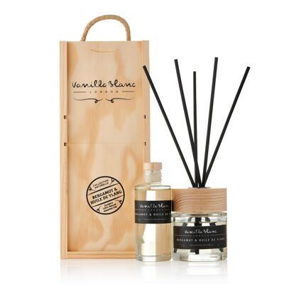 REED DIFFUSER GESCHENK-SET - KOMPLETT MIT NACHFÜLLUNG Bergamotte & Huile de Ylang