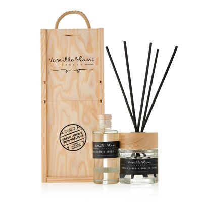 REED DIFFUSER GIFT SET - COMPLETE WITH REFILL Fresh Linen & Bois Precieux