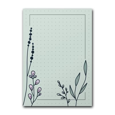 Notepad DIN A7, green, meadow motif