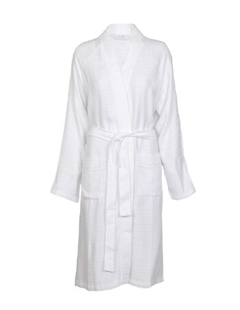 Robe du matin en bambou unisexe, neige L/XL 1