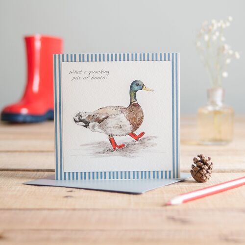 Duck in Boots Greetings Card