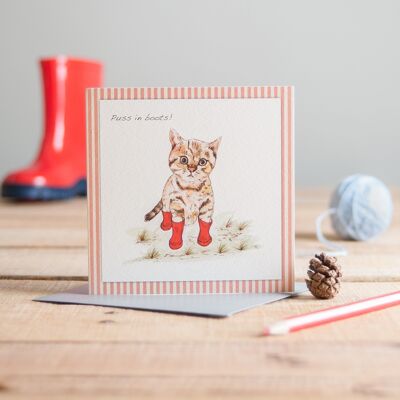 Kitten In Boots Greetings Card