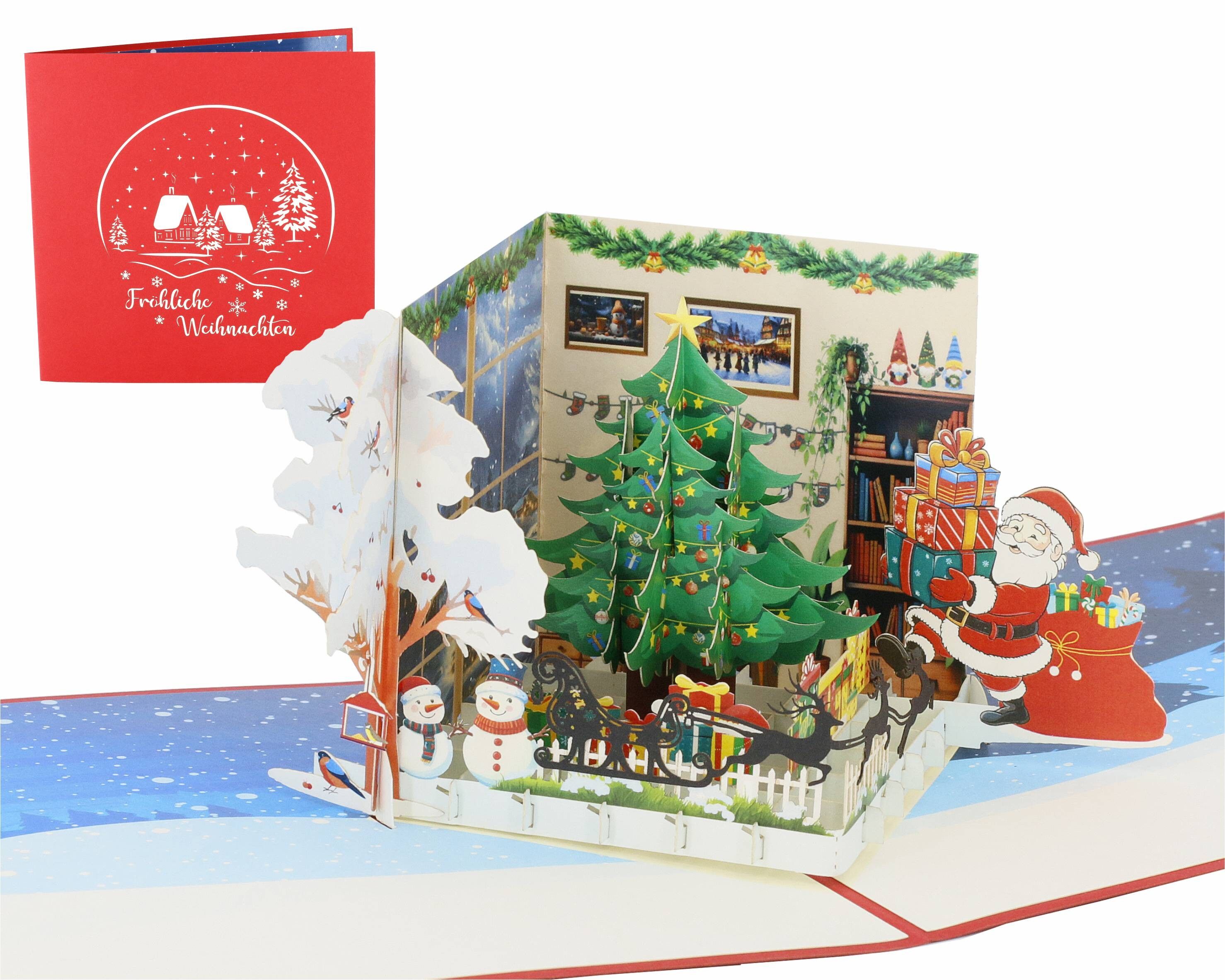 Tarjeta desplegable de casa navideña