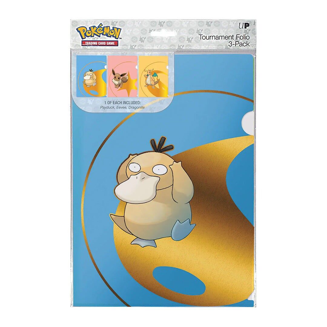 Pokémon Tournament Folios - Confezione da 3 carte Psyduck, Eevee e Dragonite Ultra Pro