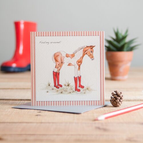 Foal In Boots Greetings Card