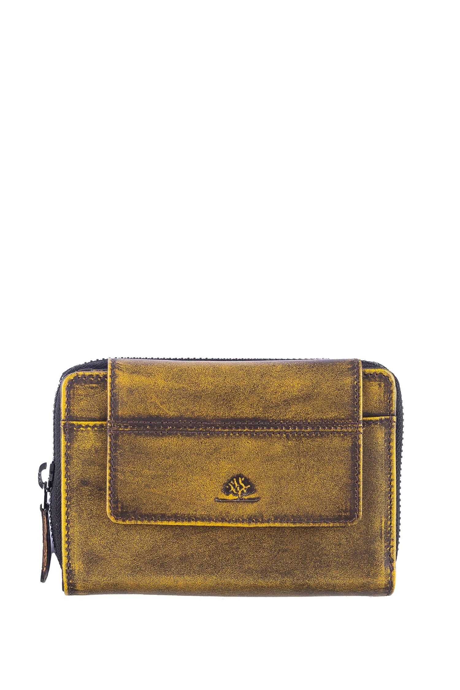 Portefeuille femme RV Destressed RFID jaune sale 2152-45