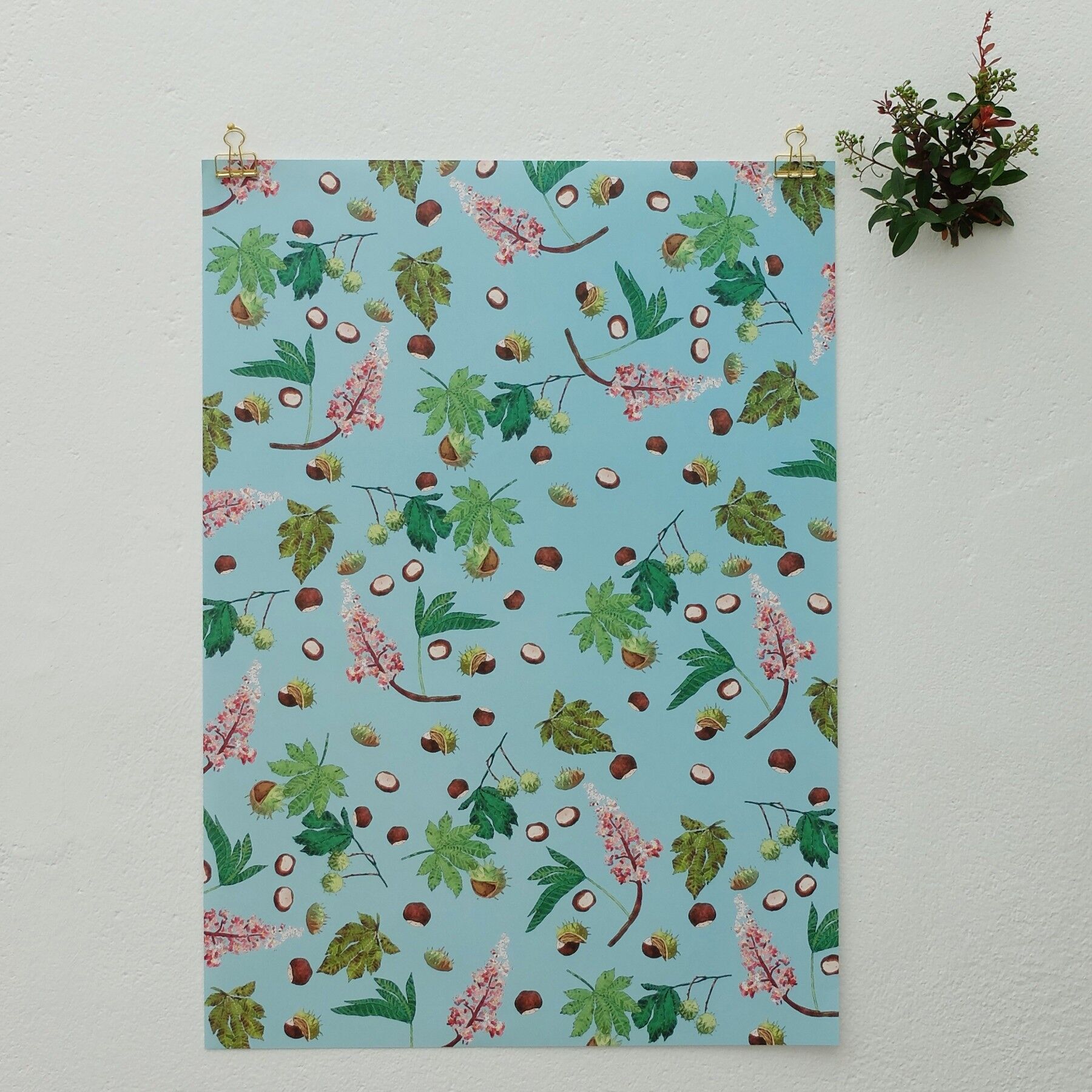 Fogli di carta da regalo castagne