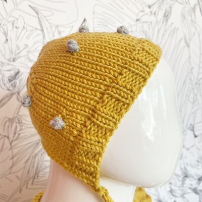 Baby wool hat-Béguin Pop Mustard Yellow