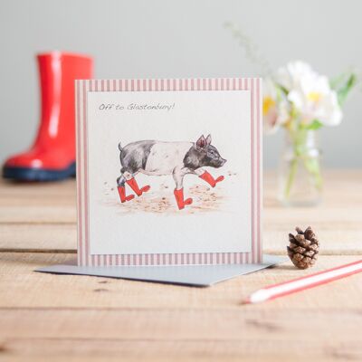 Pig In Boots Greetings Card