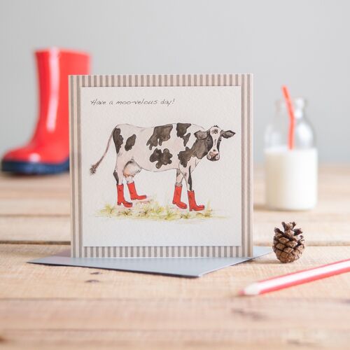 Cow In Boots Greetings Card
