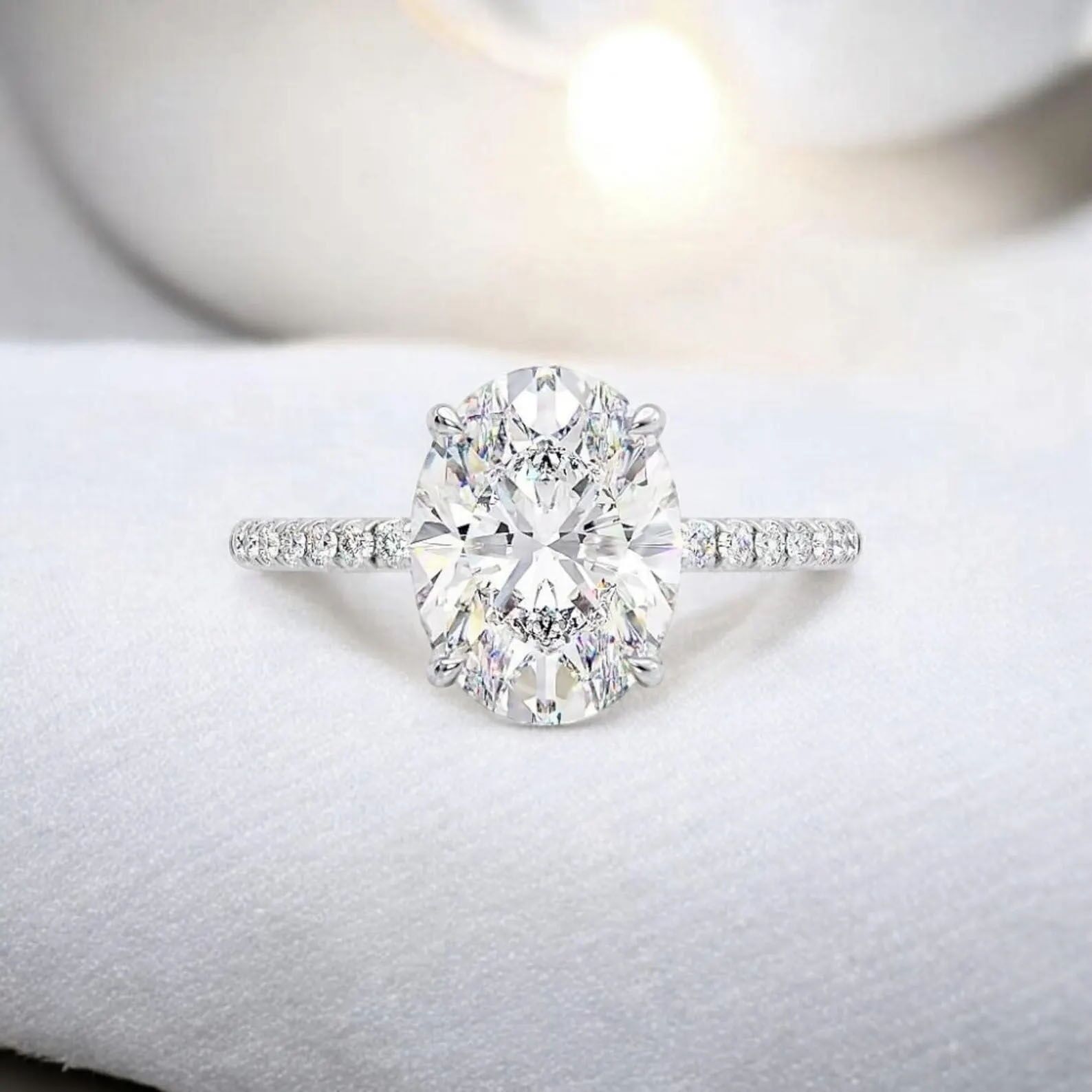 2 Karat ovaler Moissanit-Solitar-Verlobungsring | 14 Karat massiver Gold-Solitärring | Braut-, Jubiläums- oder Verlobungsring | 925 Sterling Silber Ring