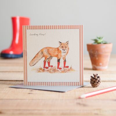 Fox In Boots Greetings Card