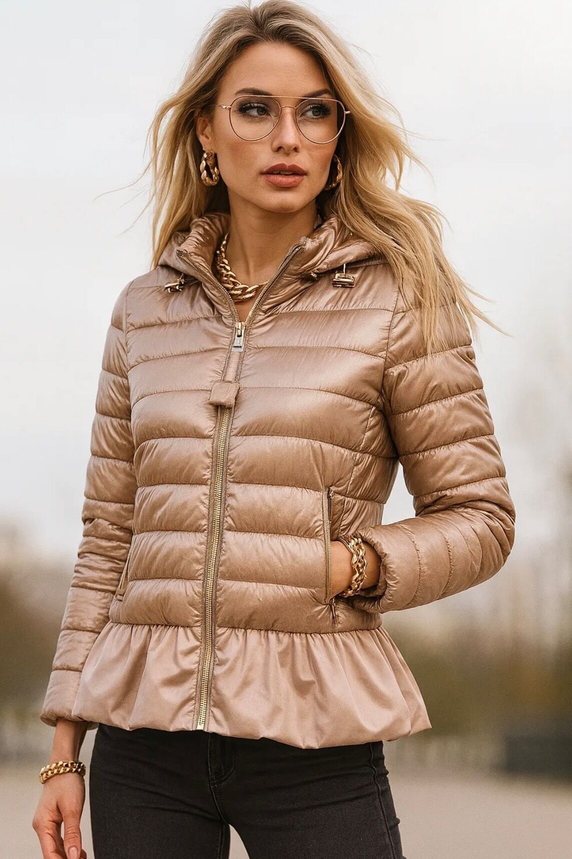 Piumino in raso con volant - 1808