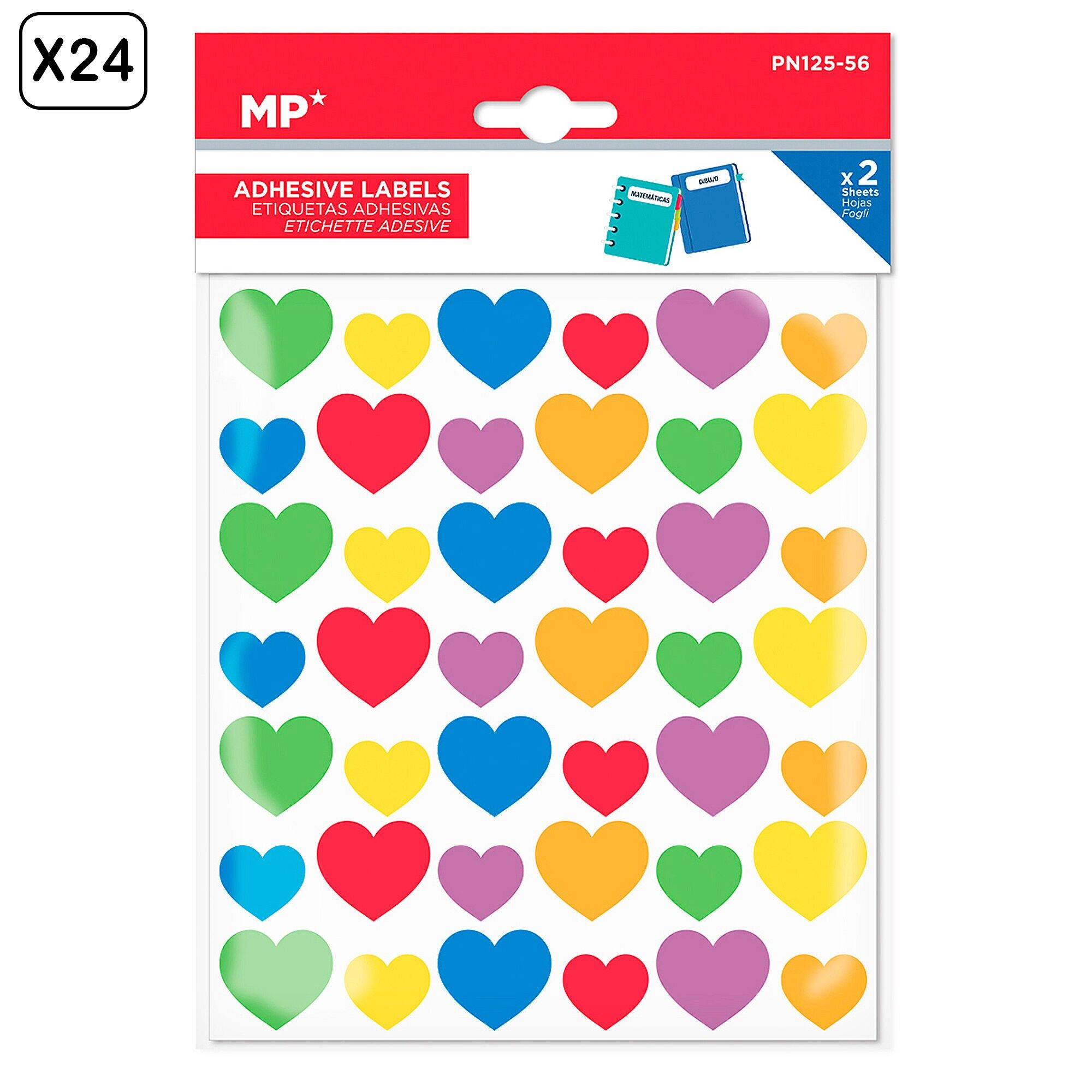 24er-Set individuell gestaltbare Klebeetiketten mit Herzmotiven (2er-Set)