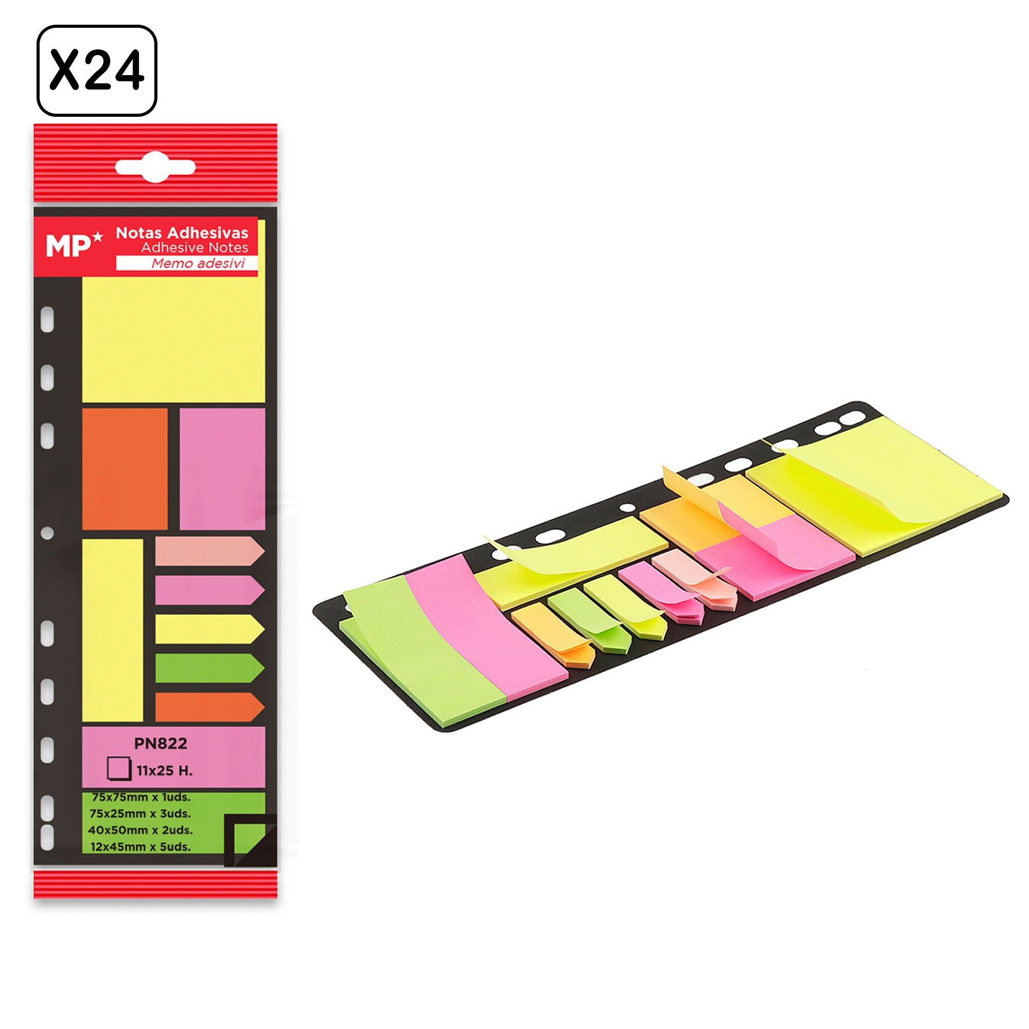 24er-Pack Haftnotizen für Ordner, 11 x 25 Blatt