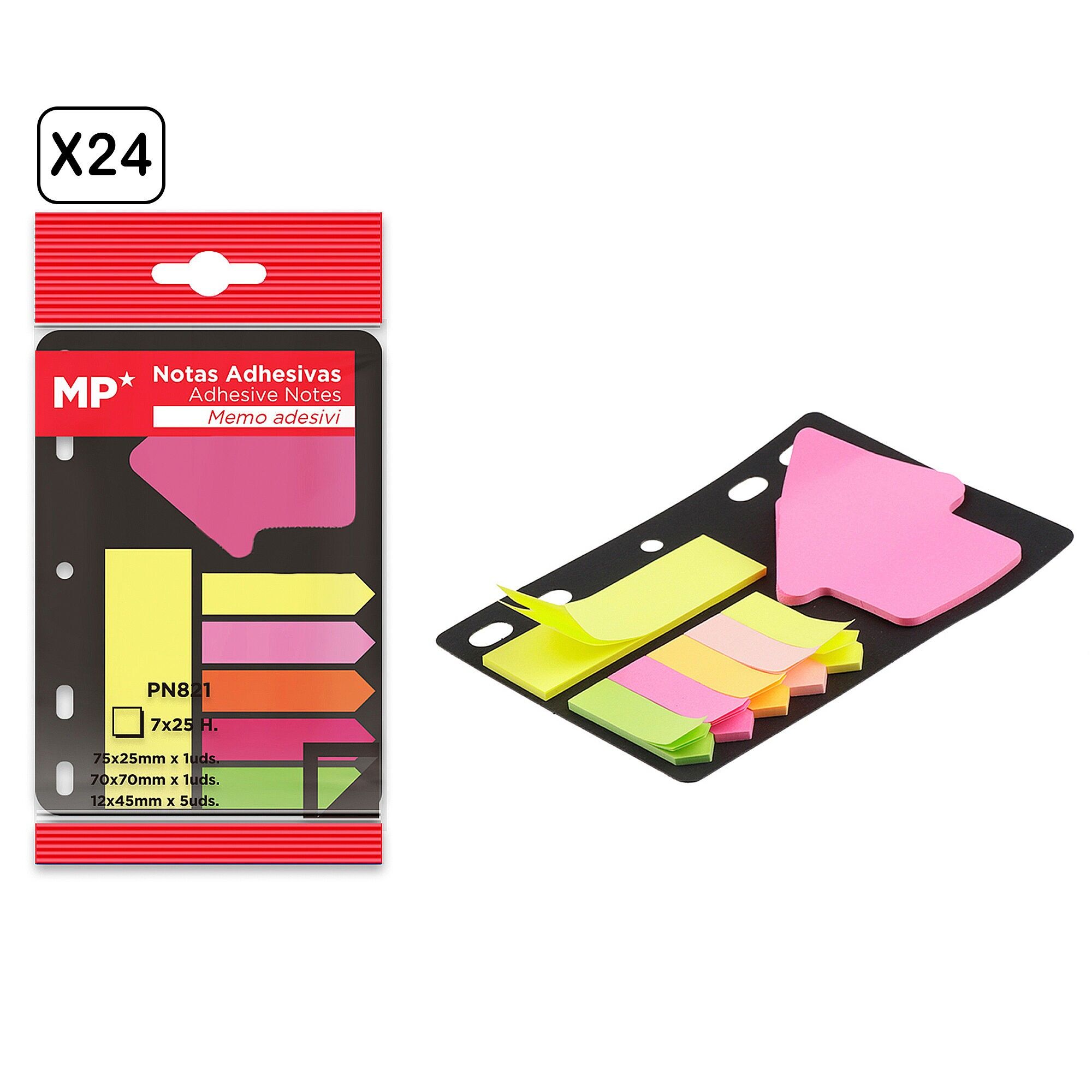 24er-Pack Haftnotizen für Ordner, 7 x 25 Blatt