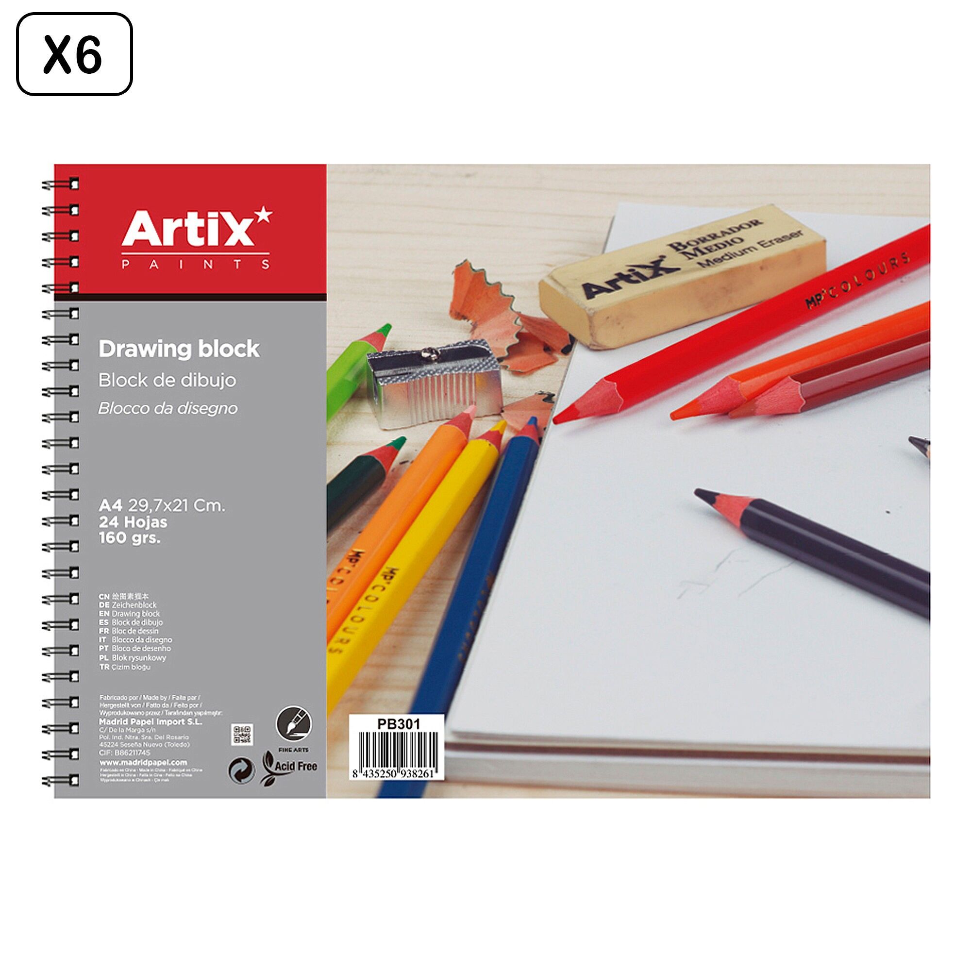 6er-Pack Zeichenblöcke, 24 Blatt A4