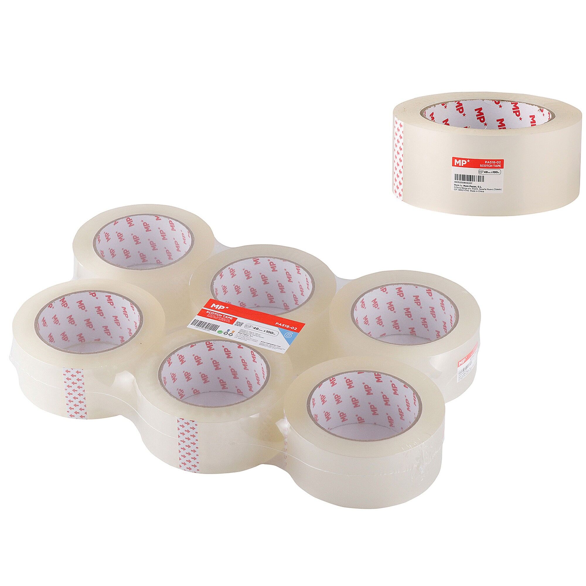 6er-Pack transparente Klebesiegel 48 mm x 100 m