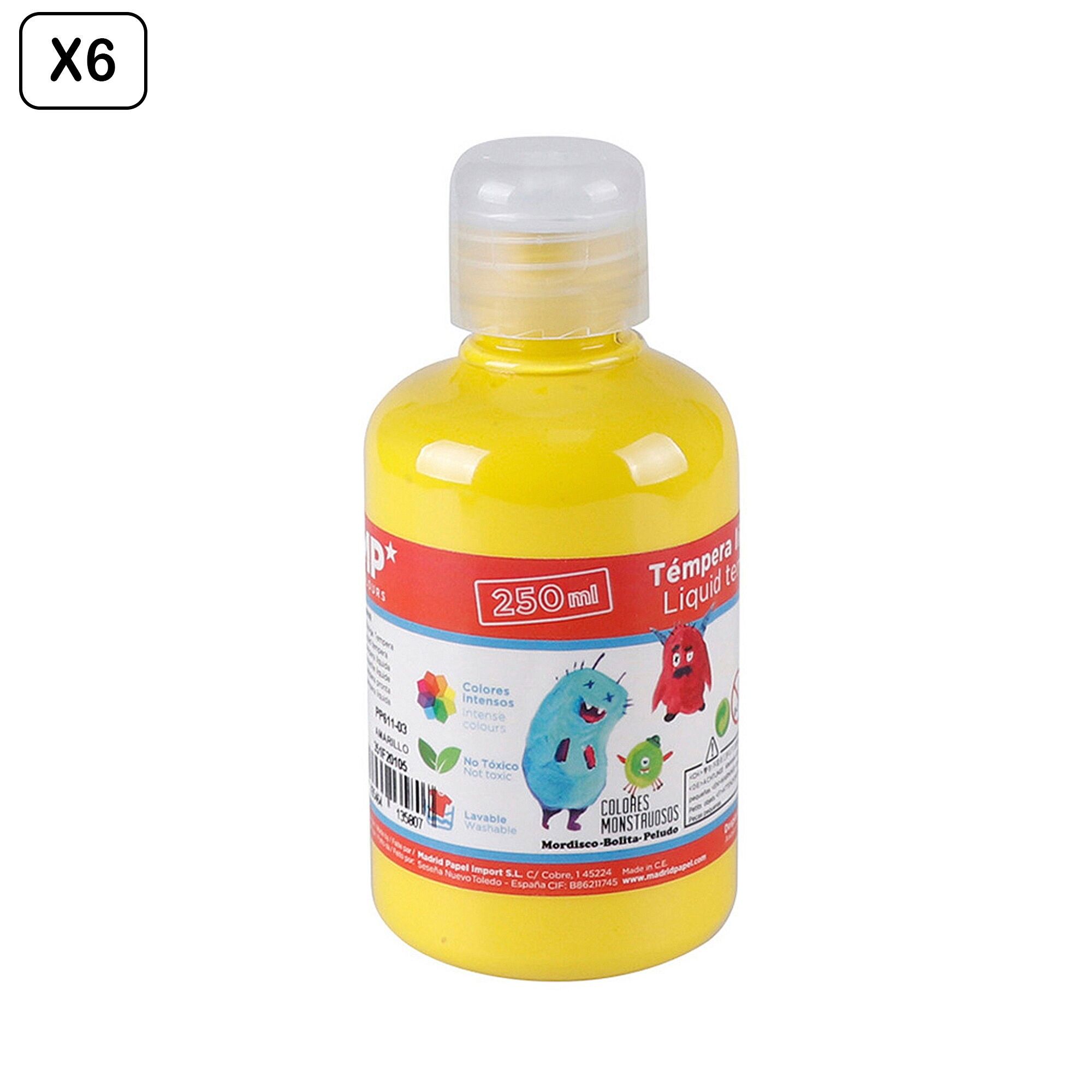 PACK DE 6 COULEURS TEMPERA, 250 ml
