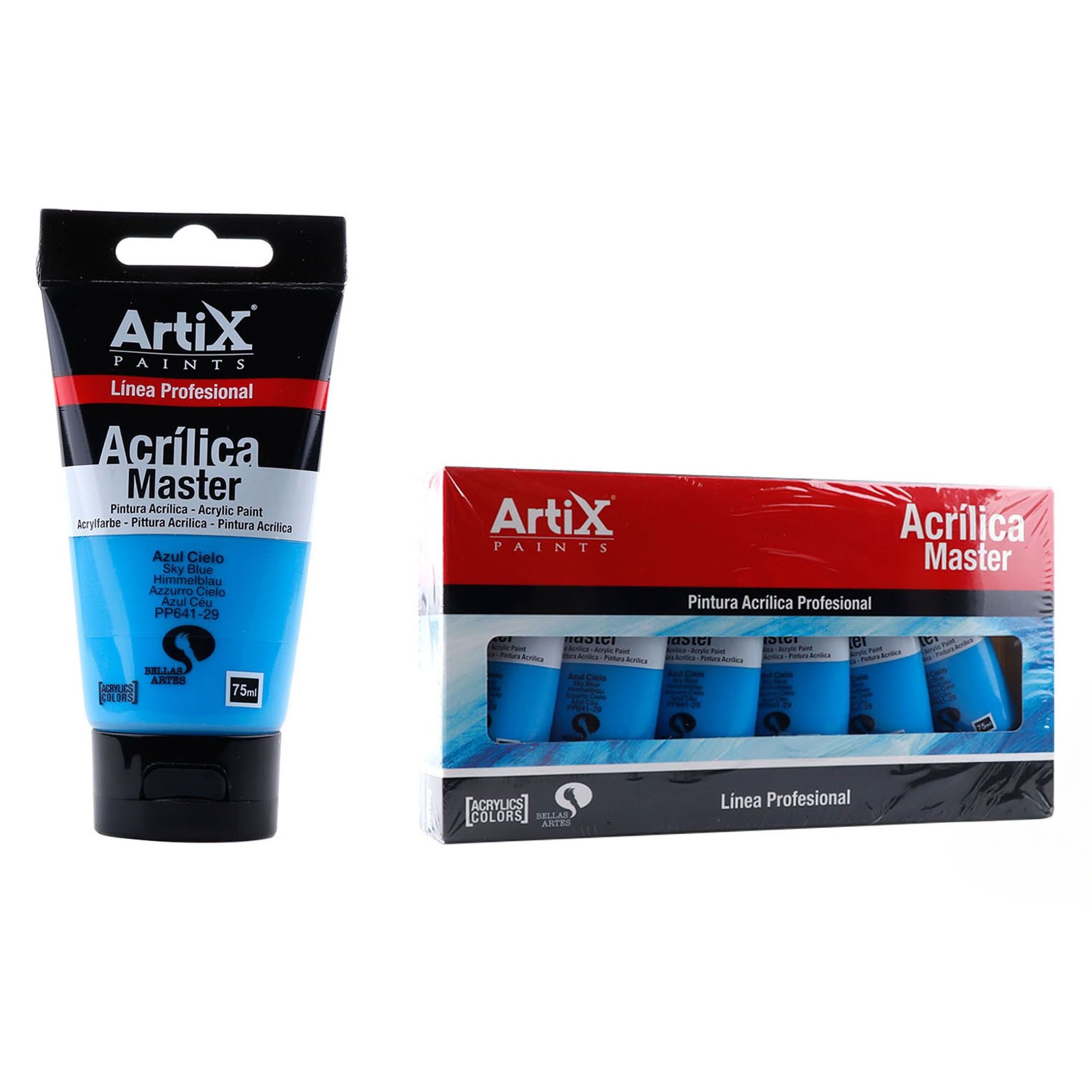 Packung mit 6 Einheiten.EXPERT ACRYLFARBE 75 ml HIMMELBLAU