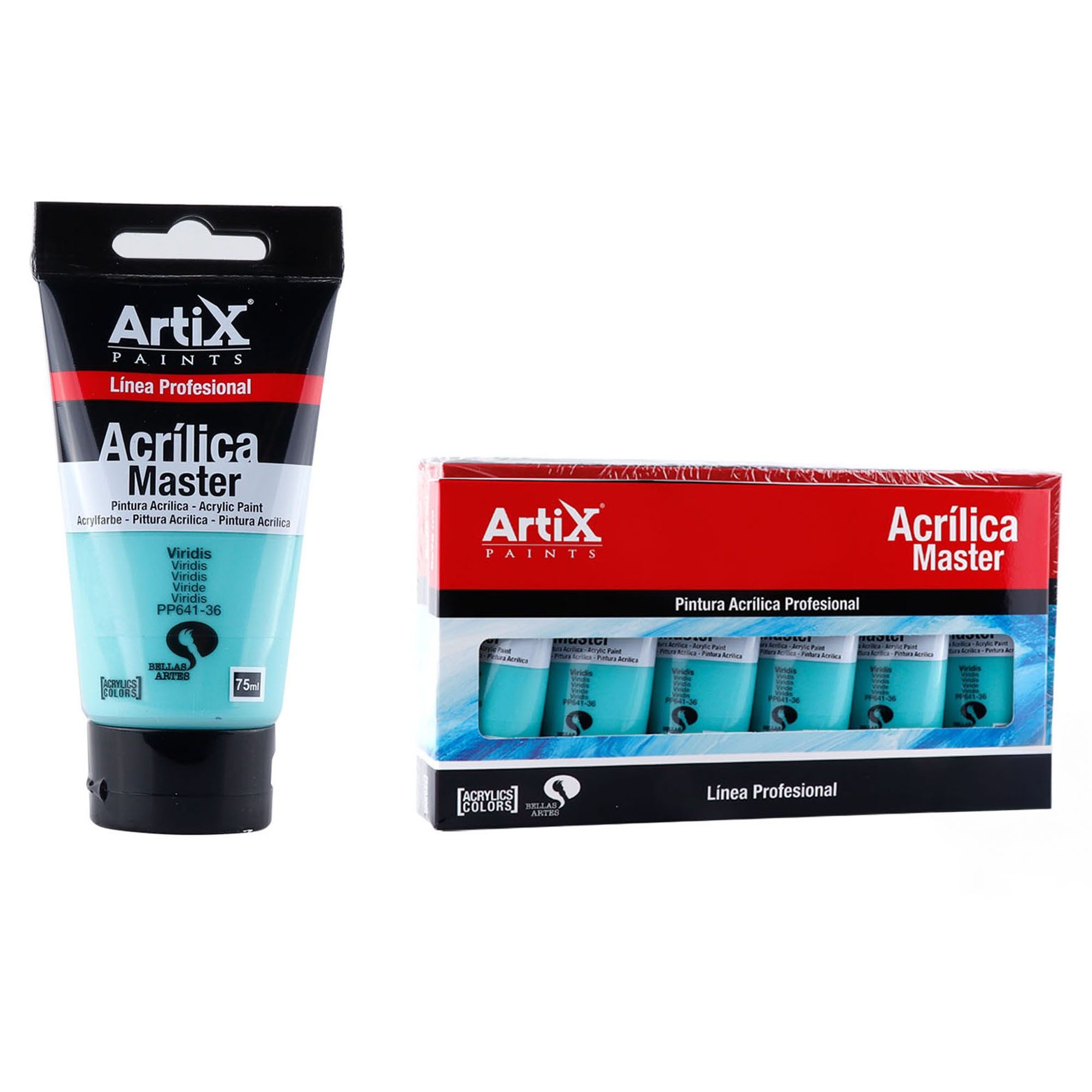 Paquet de 6 unités.PEINTURE ACRYLIQUE EXPERT 75 ml BLEU TURQUOISE