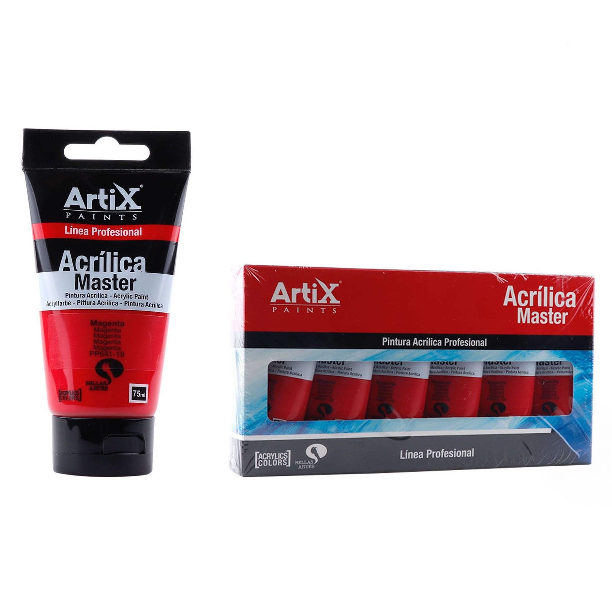 Paquet de 6 unités.PEINTURE ACRYLIQUE EXPERT 75 ml MAGENTA