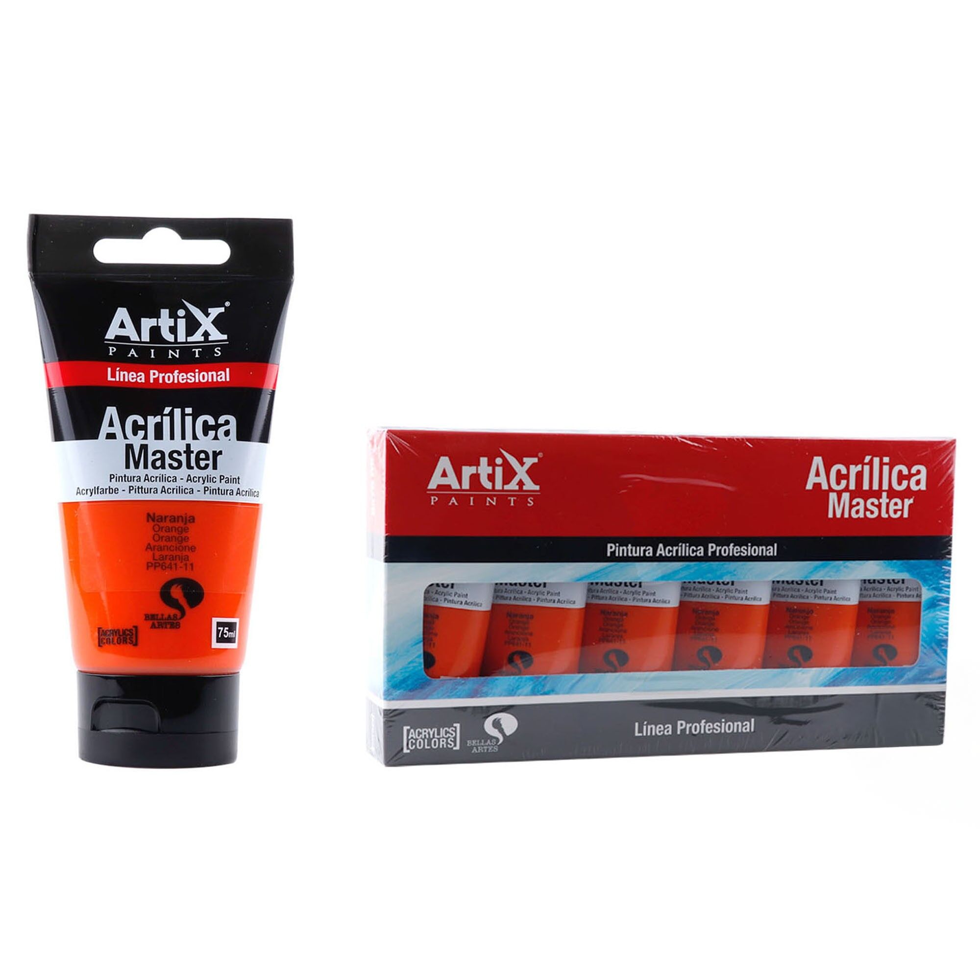 Packung mit 6 Einheiten.EXPERT ACRYLFARBE 75 ml ORANGE