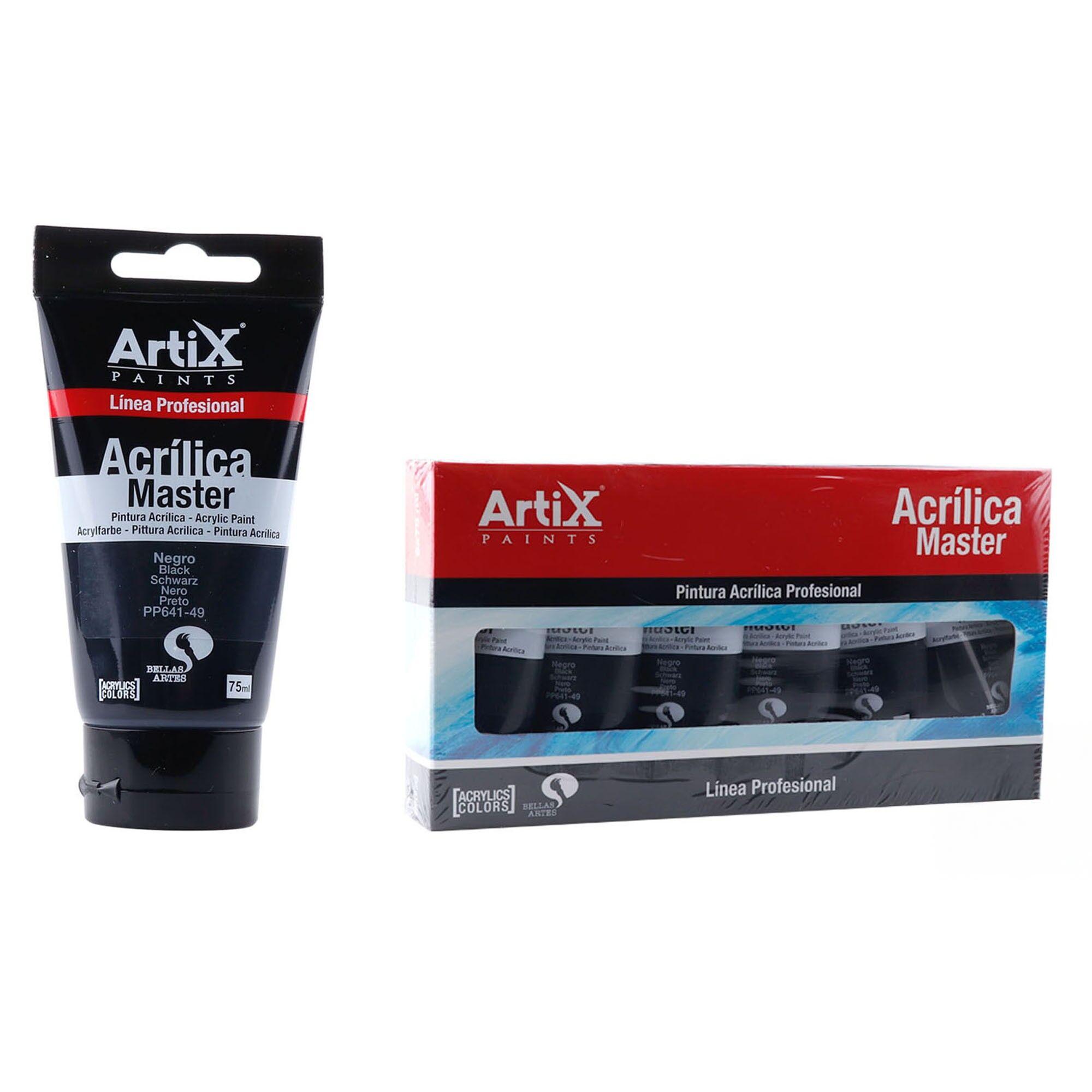 Paquet de 6 unités.PEINTURE ACRYLIQUE EXPERT 75 ml EXPERT NOIR
